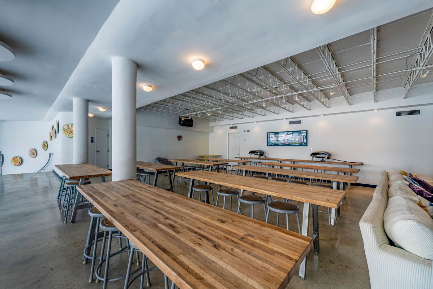Inside The Real Food Academy cooking tables.