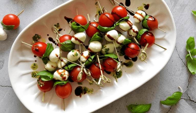 The Real Food Academy Miami caprese salad skewers recipe.