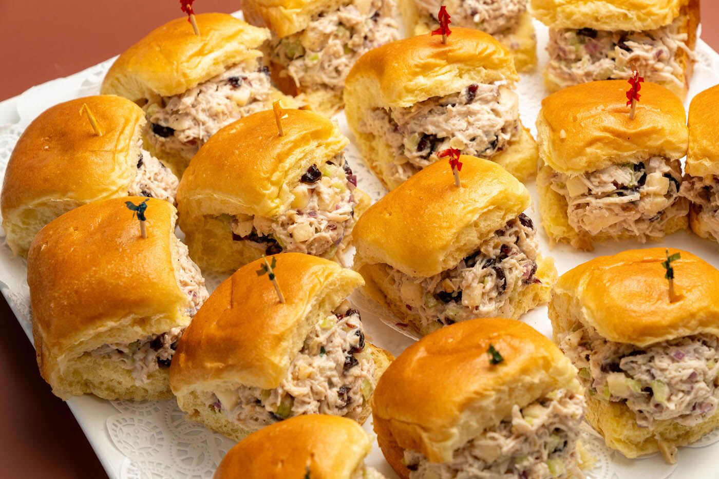 Chicken sandwiches in little buns at The Real Food Academy.