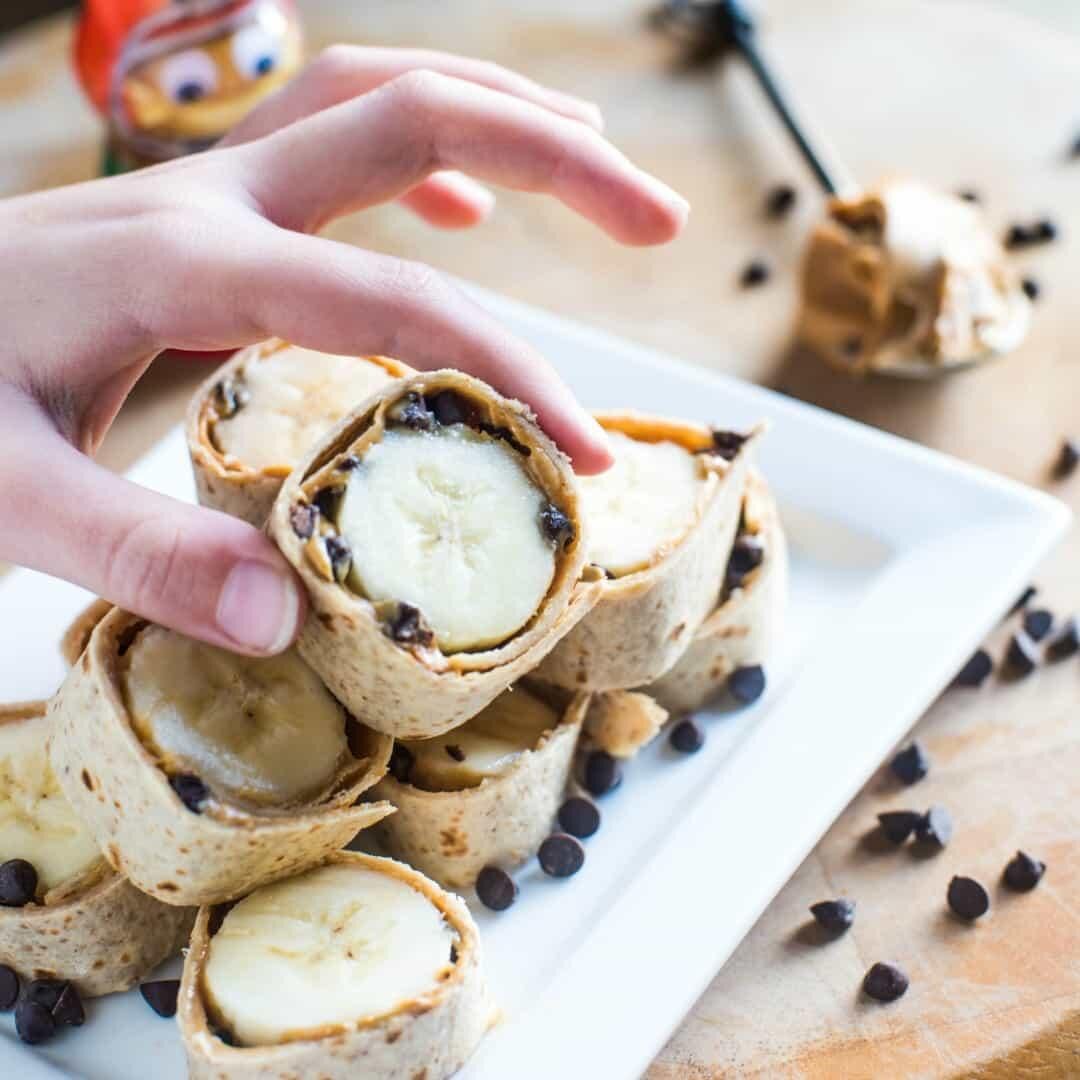 The Real Food Academy Miami chocolate and bananas tortilla roll ups recipe.