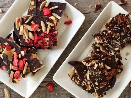 The Real Food Academy Miami chocolate covered matzo bark recipe.