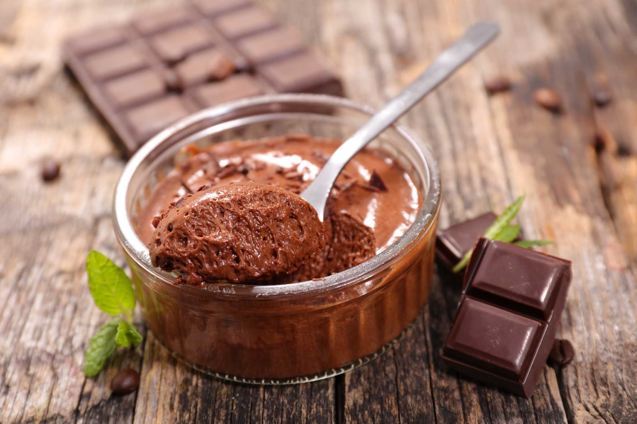 The Real Food Academy Miami fresh chocolate mousse with dark chocolate.
