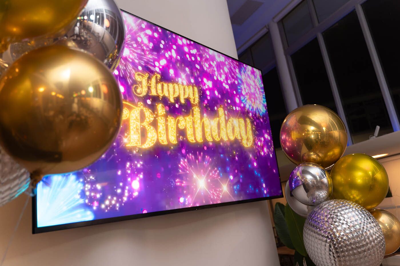 A Happy Birthday banner at The Real Food Academy.