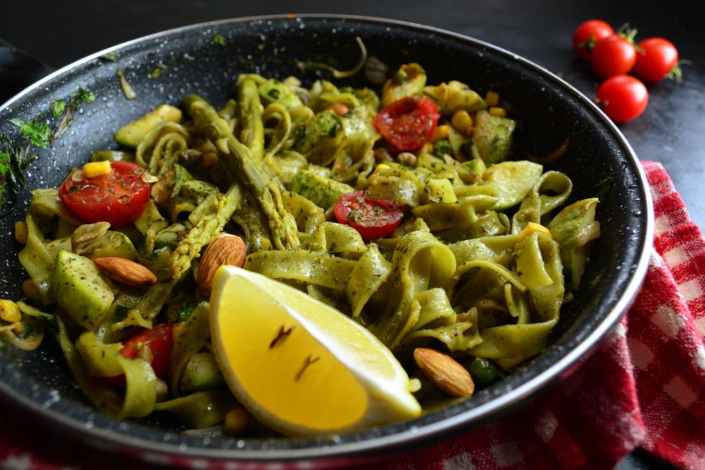 The Real Food Academy Miami fettuccine pasta with sicilian pesto sauce recipe.