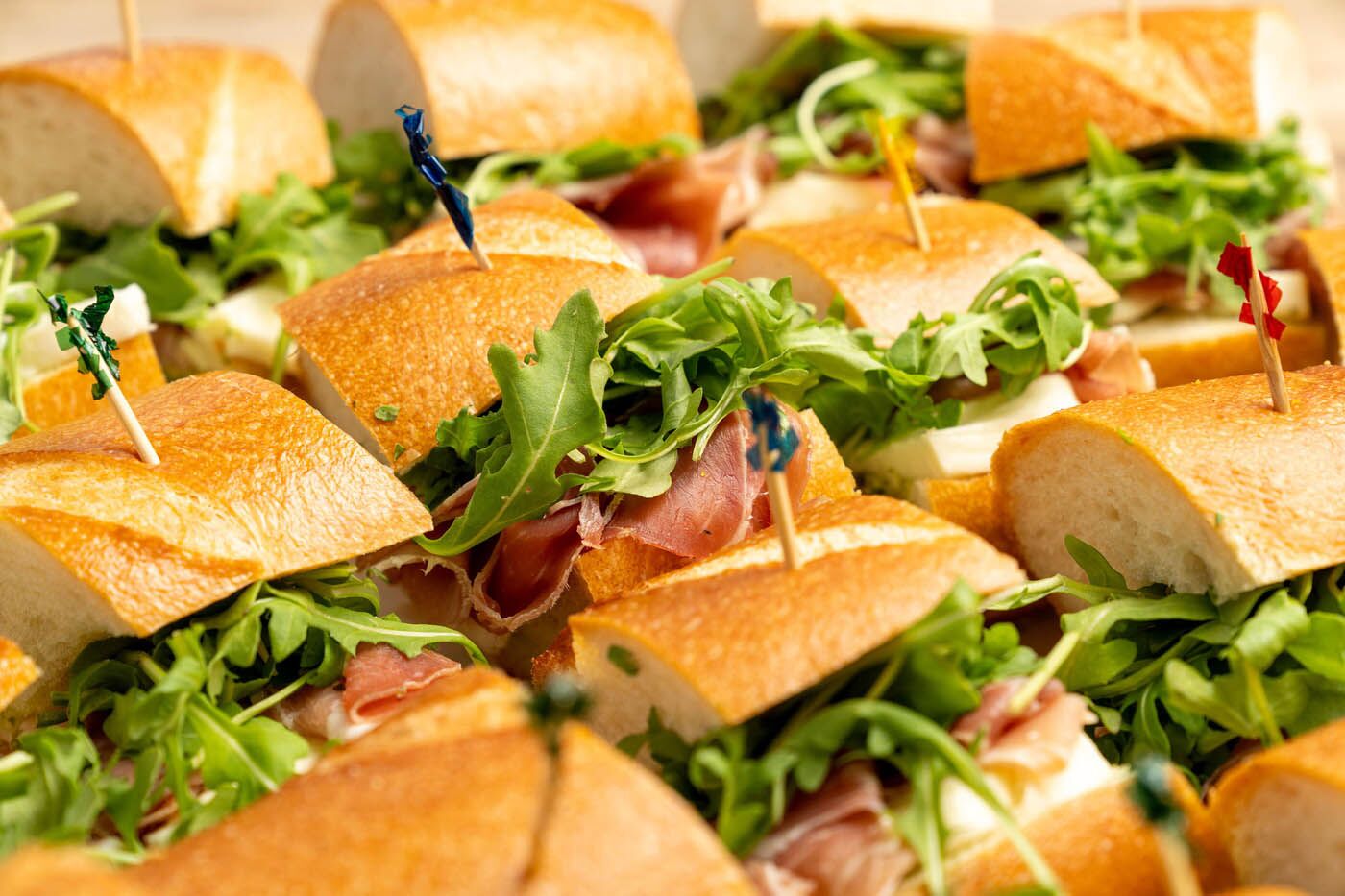 Prosciutto and mozzarella cheese sandwiches at The Real Food Academy.