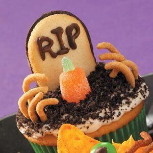 The Real Food Academy Miami's tombstone vanilla zucchini halloween cupcakes recipe.
